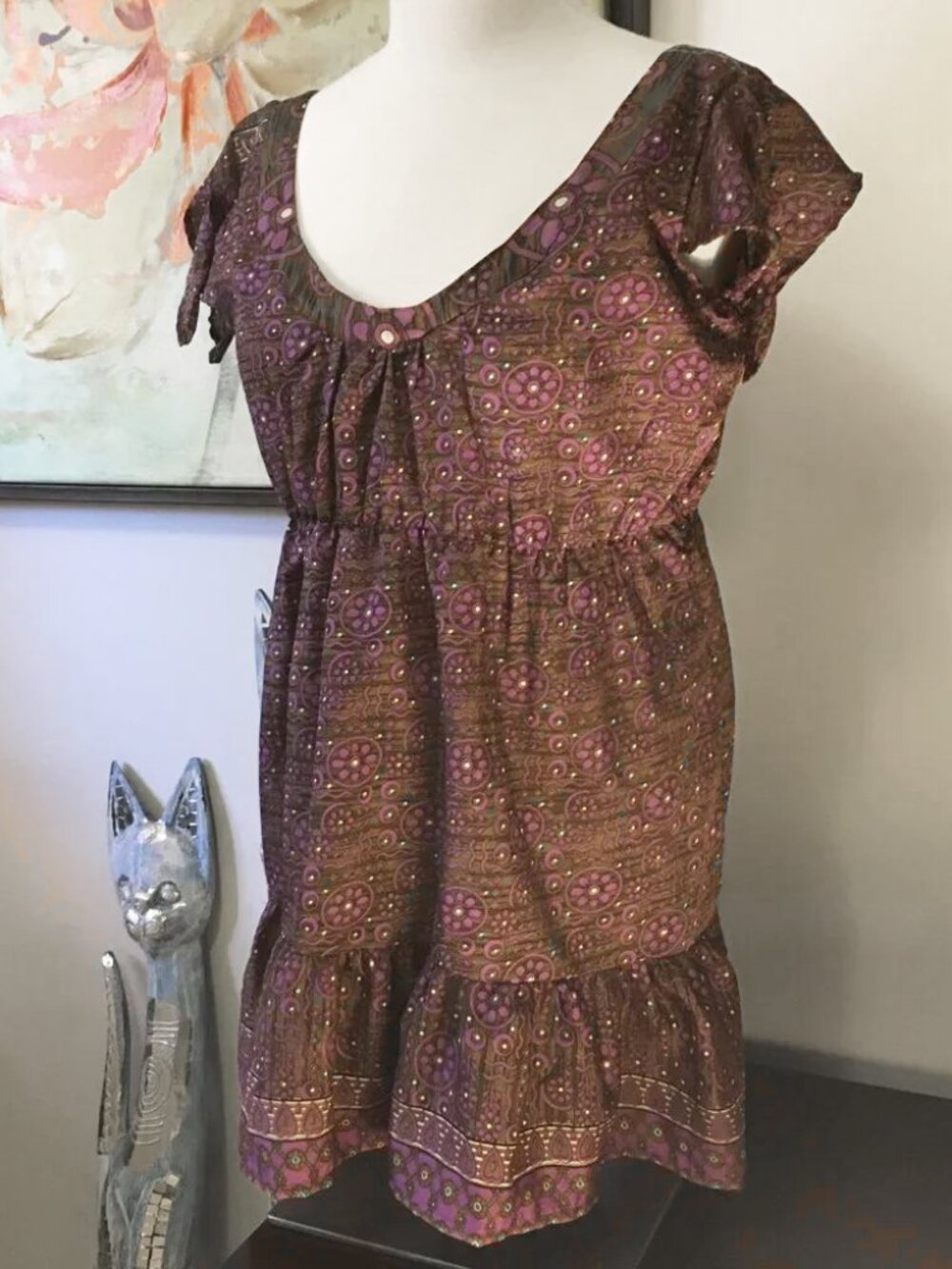100% Silk Upcycled Fairy Grunge OAK Babydoll Tank Top M/L